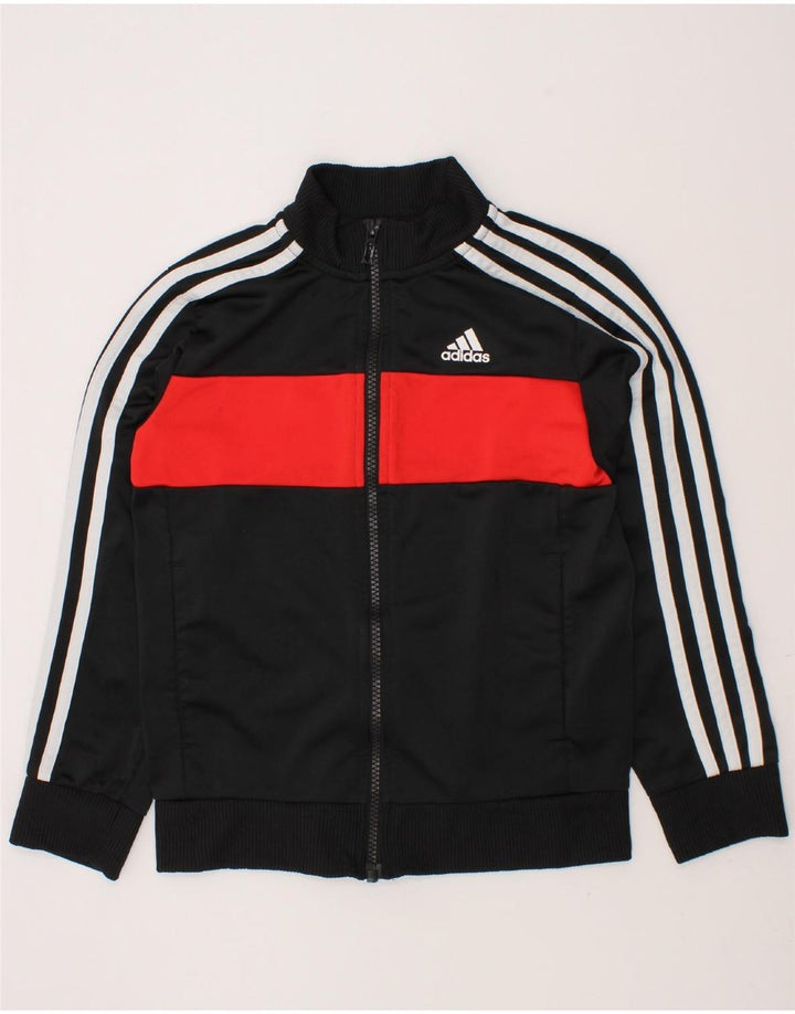 ADIDAS Boys Tracksuit Top Jacket 7-8 Years Black Colourblock Polyester Vintage Adidas and Second-Hand Adidas from Messina Hembry 