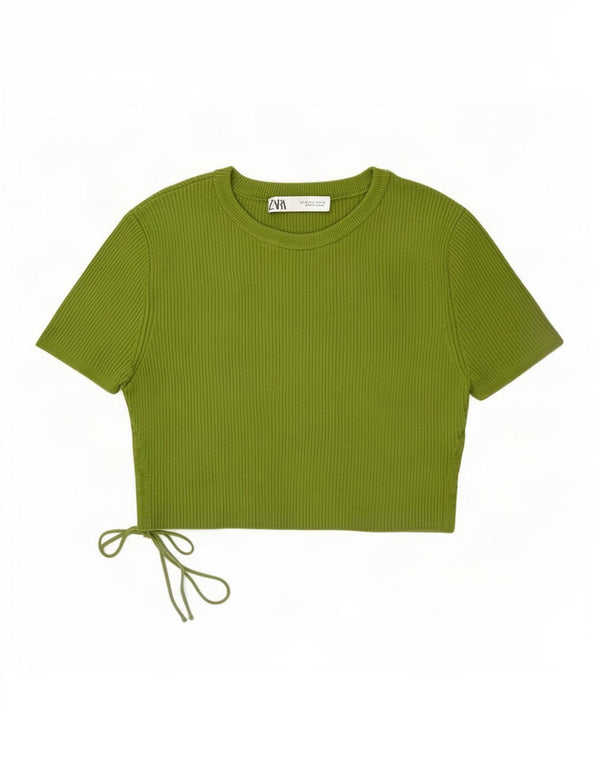Zara Womens Crop Top UK 12 Medium Green