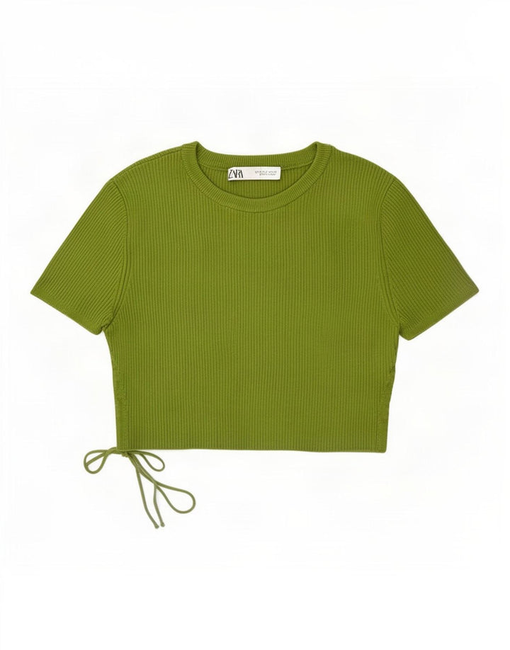 Zara Womens Crop Top UK 12 Medium Green