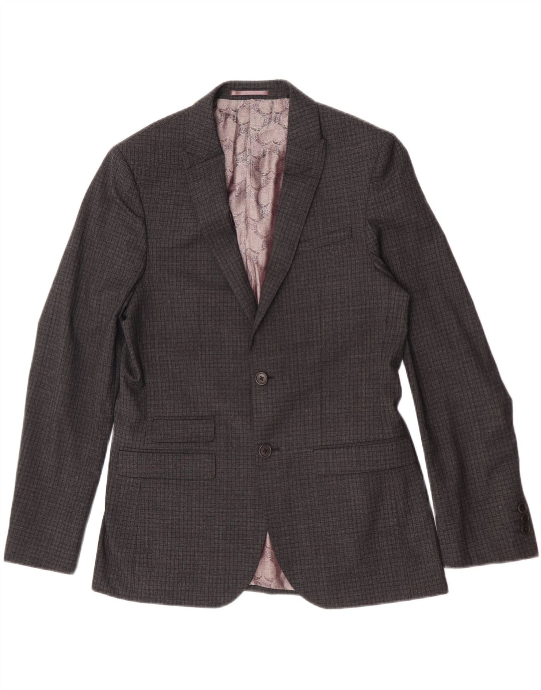 Ted Baker Herre Regular Fit 2 Button Blazer Jacket UK 40 Large Grey Check