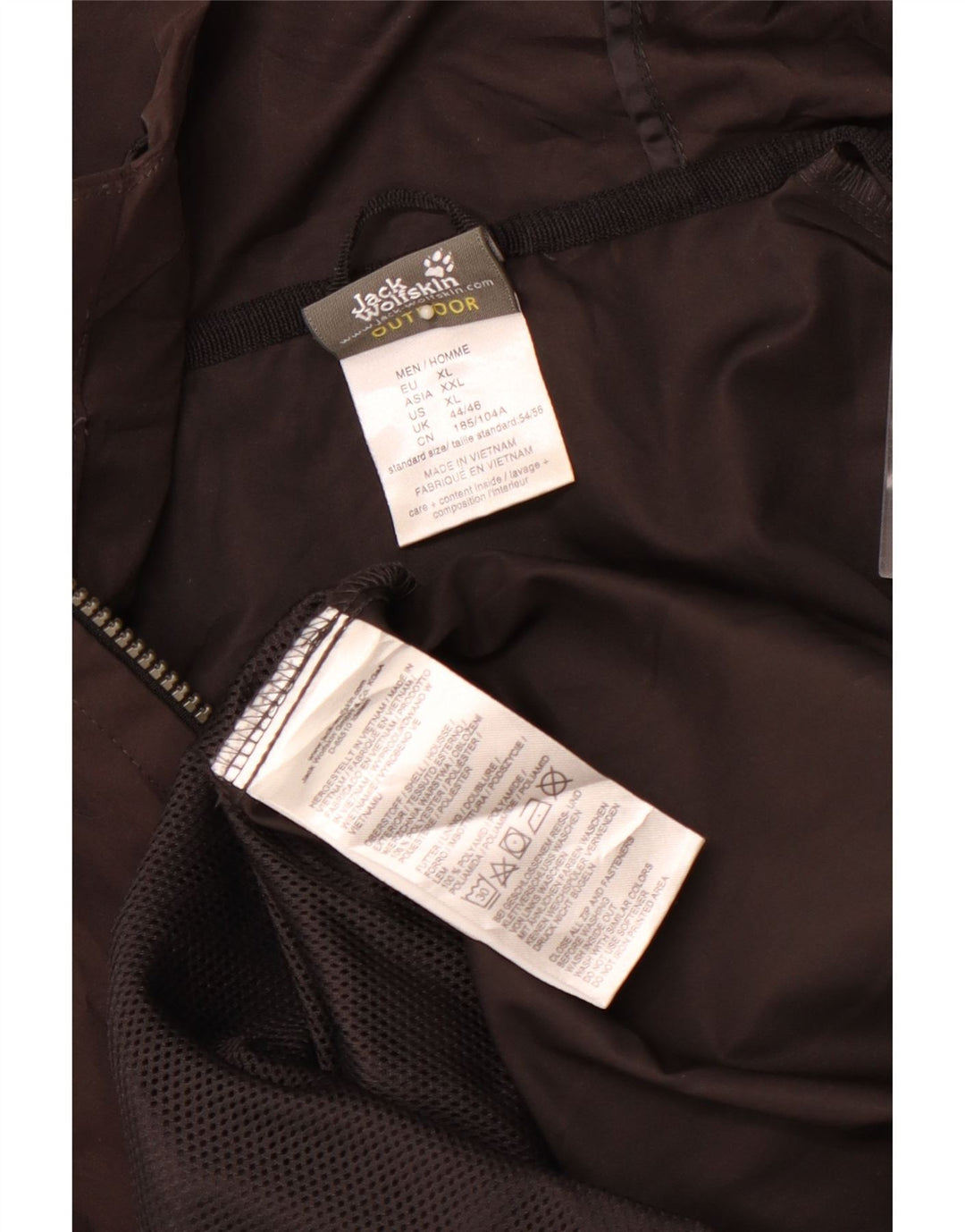 JACK WOLFSKIN Regnjakke med hætte til mænd UK 44/46 XL Brun Polyester