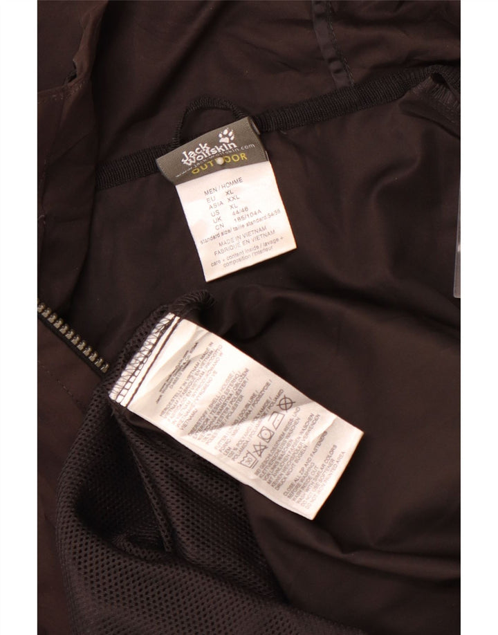 JACK WOLFSKIN Regnjakke med hætte til mænd UK 44/46 XL Brun Polyester