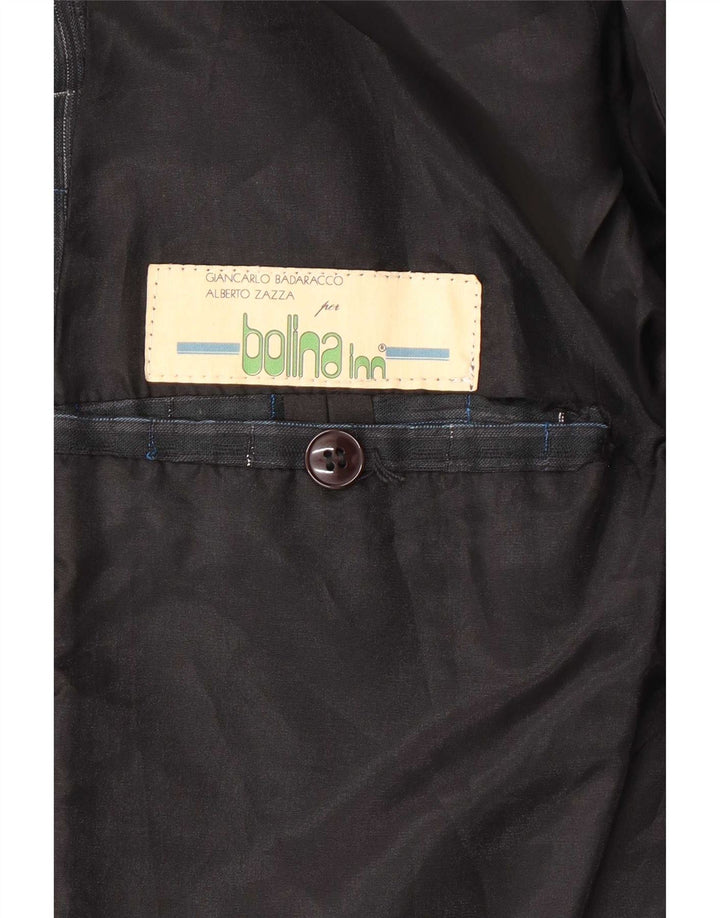 Vintage Herre 1-knap blazerjakke UK 40 Stor marineblå ternet polyester