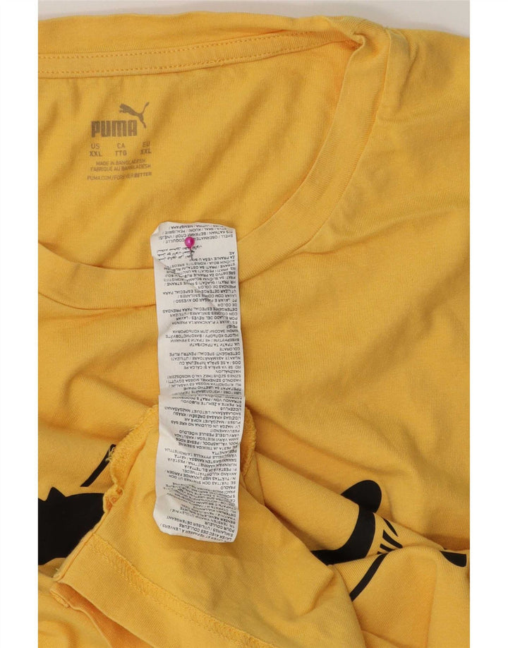 Puma Herre Grafisk T-Shirt Top 2XL Gul Bomuld