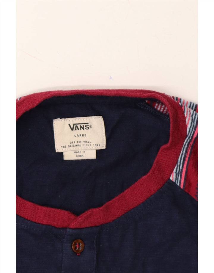 VANS Mens Top 3/4 Sleeve Large Navy Blue Colourblock Vintage Vans and Second-Hand Vans from Messina Hembry 