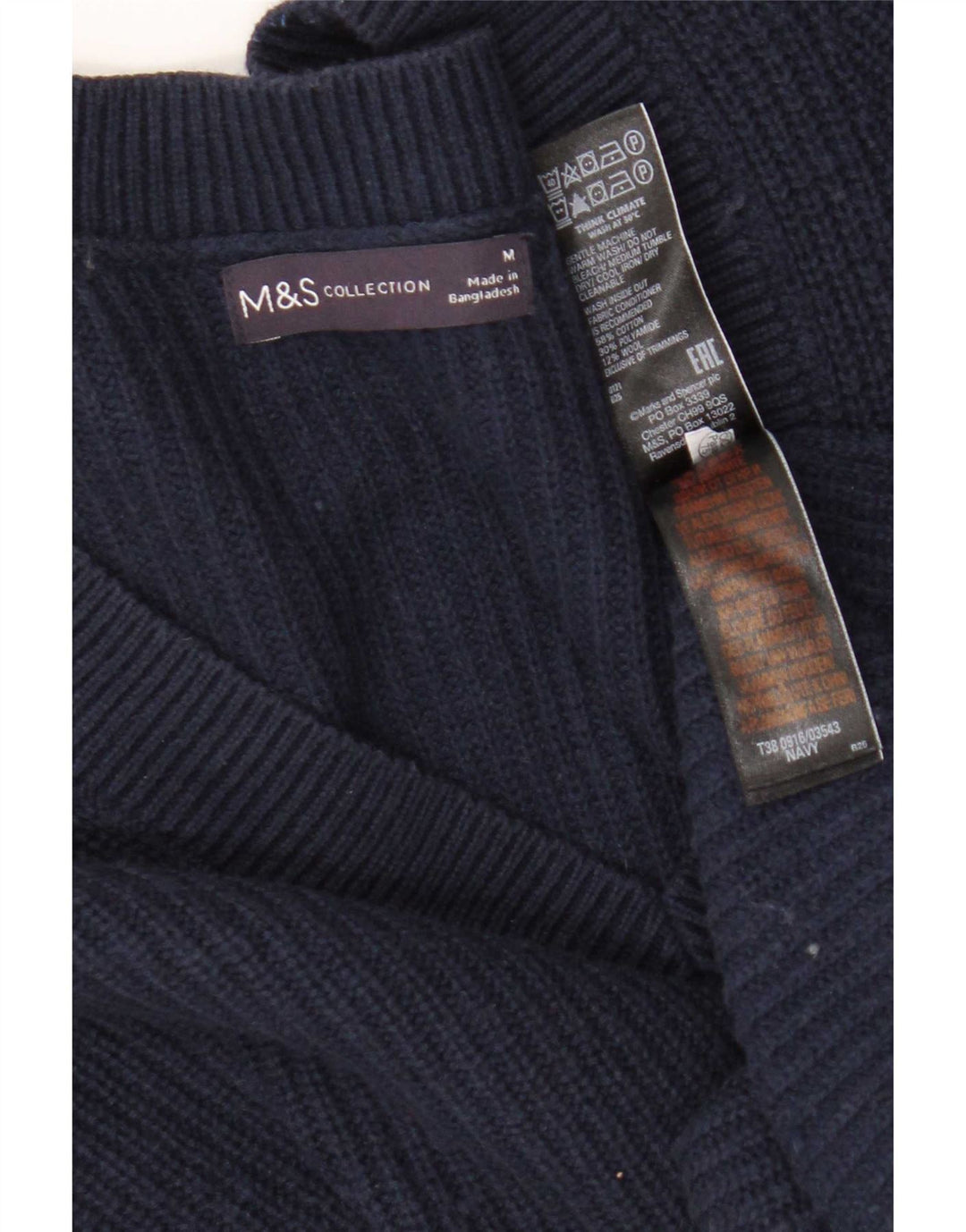 Marks & Spencer Dame Crop V-hals sweater UK 14 Medium Navy Blue