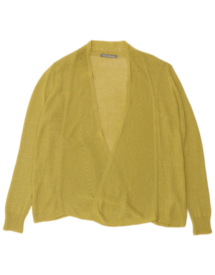 Marks & Spencer Womens Open Cardigan Sweater UK 16 Large Green Viscose