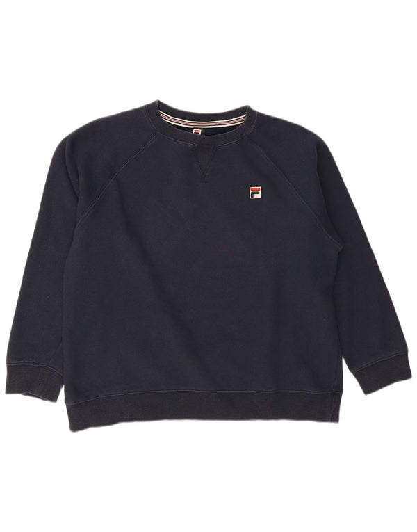 Fila Dame Sweatshirt Jumper UK 16 Stor Marineblå Bomuld