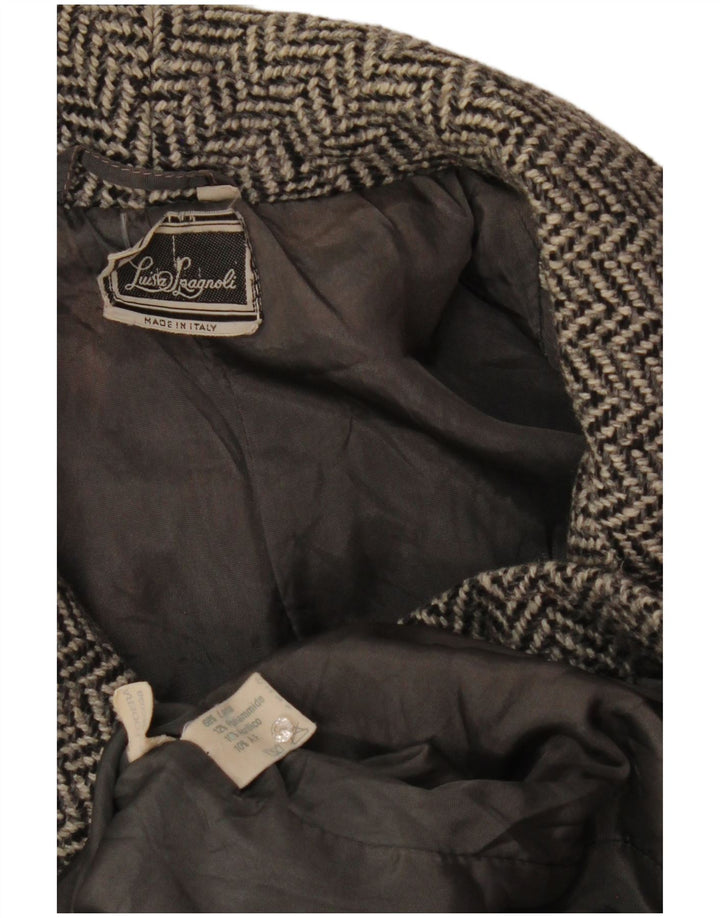 Luisa Spagnoli Dame Blazer Jacket UK 12 Medium Grey Herringbone