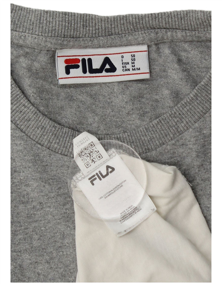 Fila Herre grafisk T-shirt Top Medium Grå Colourblock Bomuld