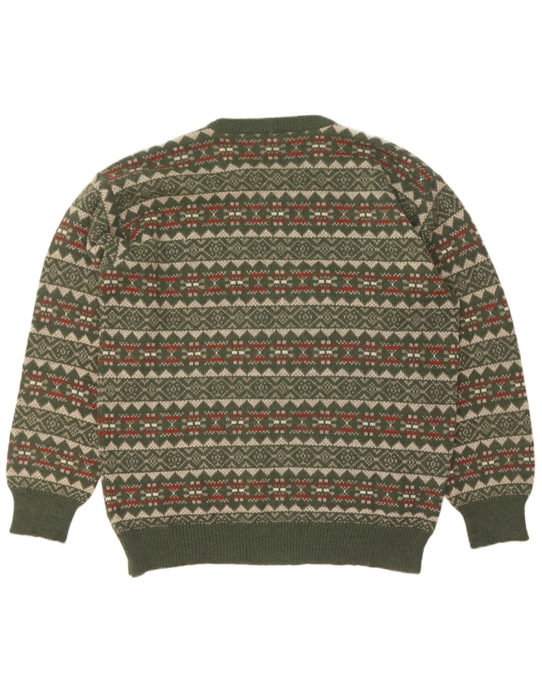 Silvy Herre Crew Neck Jumper Sweater IT 52 Large Green Fair Isle