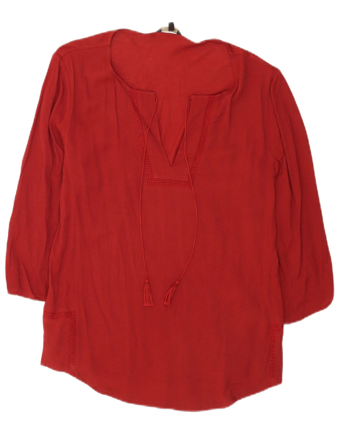 Massimo Dutti Dame 3/4-ærmet tunikatop UK 14 Medium Burgundy Viscose