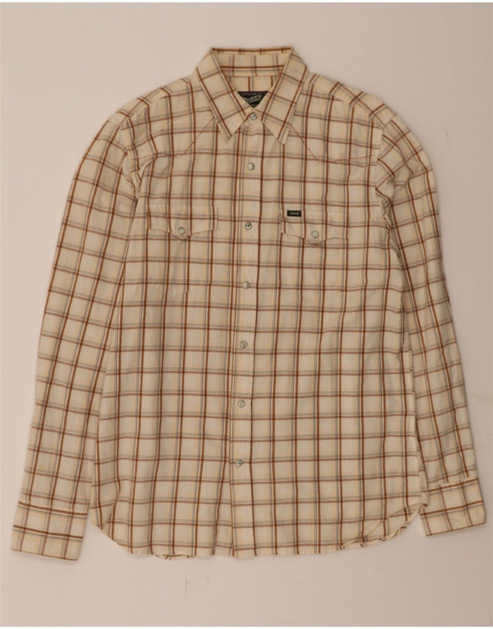 GAS Mens Shirt Large Beige Check Cotton Vintage Gas and Second-Hand Gas from Messina Hembry 