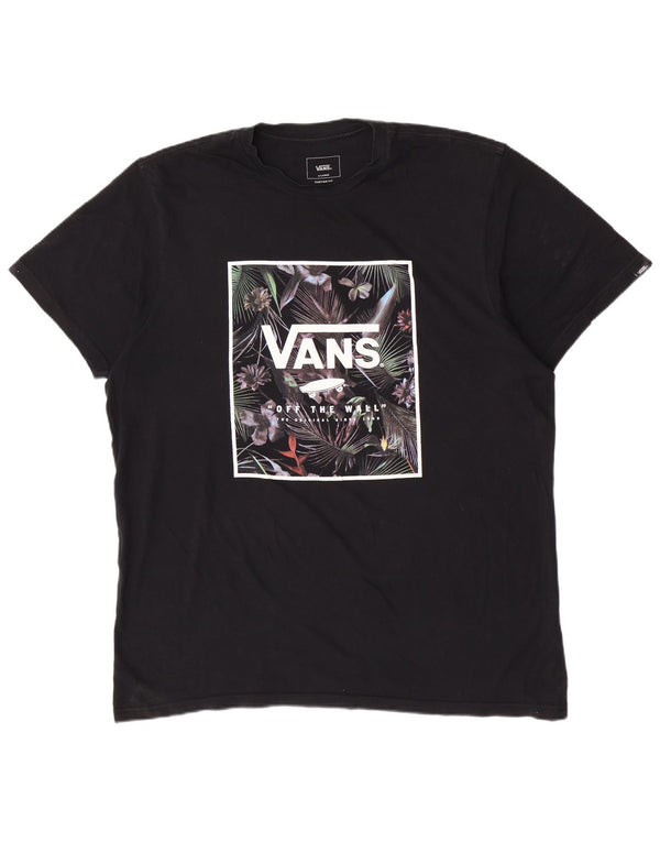 Vans Herre Custom Fit Grafisk T-Shirt Top XL Sort Bomuld