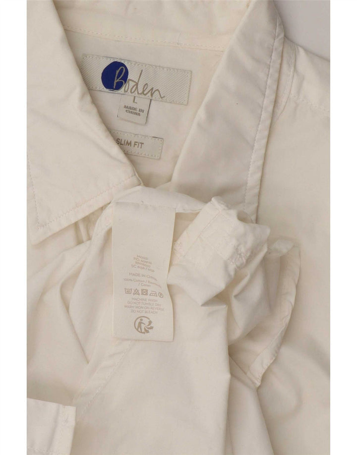 Boden Herre Slim Fit Skjorte Stor Hvid Bomuld
