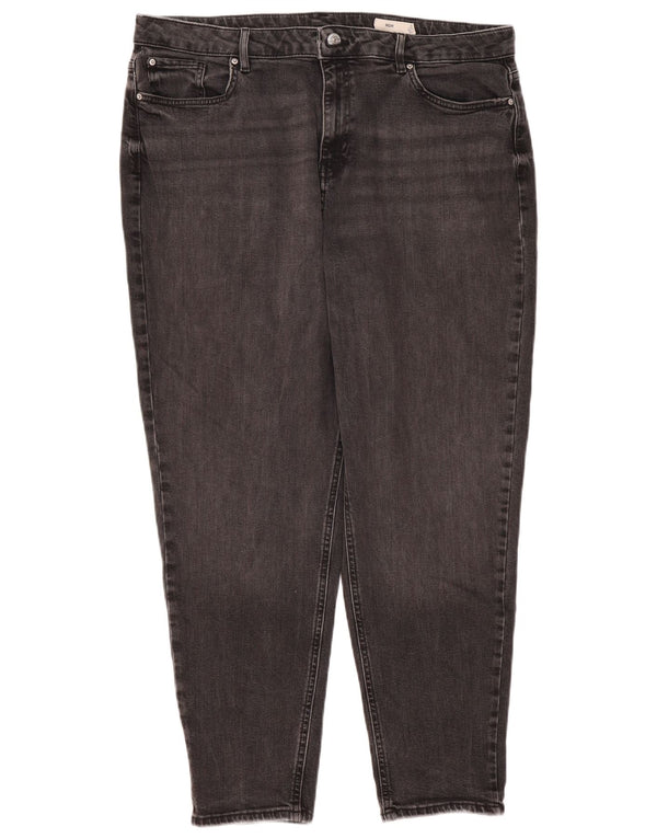 Marks & Spencer Dame Mom Tapered Jeans UK 20 2XL W40 L29 Sort Bomuld