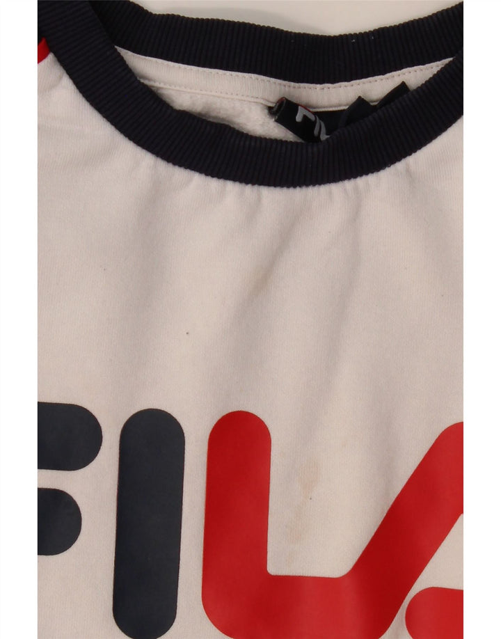 FILA Grafisk Sweatshirt-trøje til mænd Stor Hvid Colourblock Bomuld