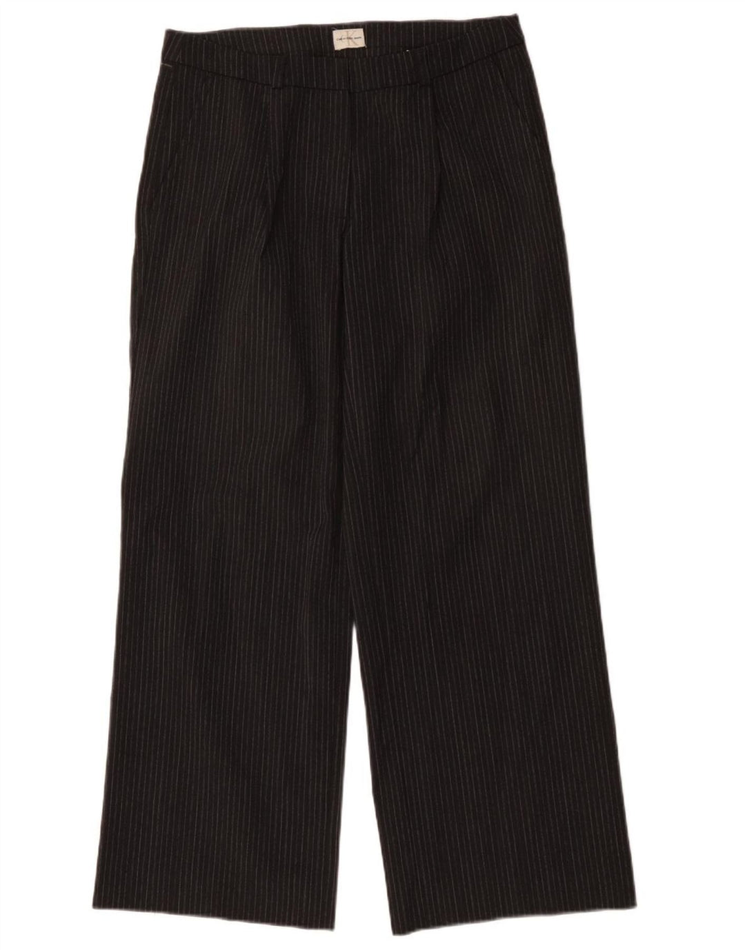 CALVIN KLEIN lige chinobukser til kvinder W30 L31 grå stribet polyester