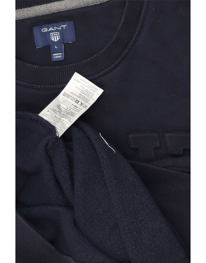 Gant grafisk sweatshirt til mænd, stor marineblå bomuld