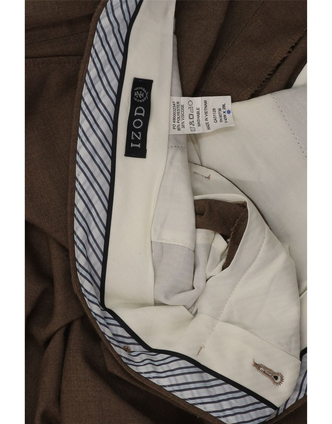 Izod Straight Suit Bukser til mænd W40 L29 brun polyester