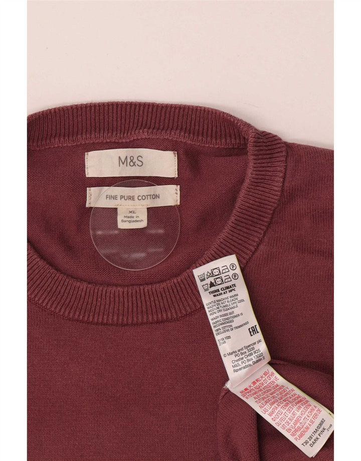 Marks & Spencer Herre sweater med rund hals XL Pink bomuld