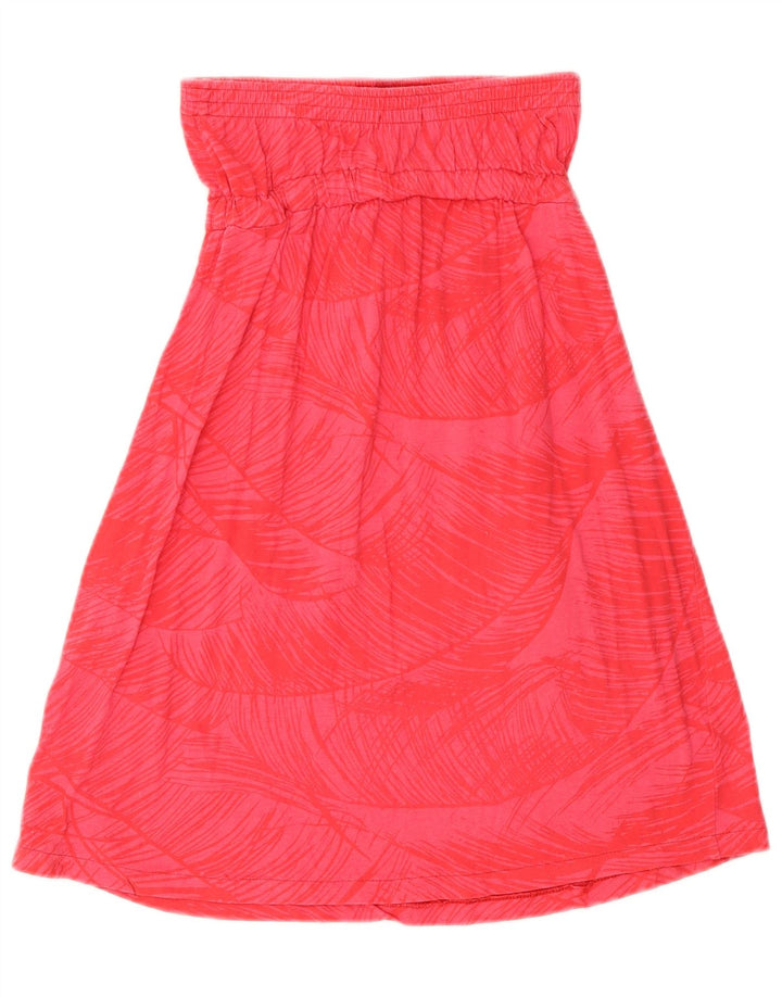 Fishbone Dame Stropløs Kjole UK 12 Medium Pink Floral Bomuld