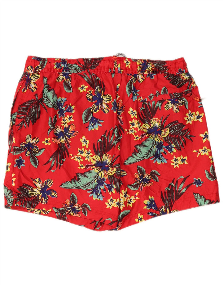 SUPERDRY Badeshorts til mænd 2XL rød blomstret polyester