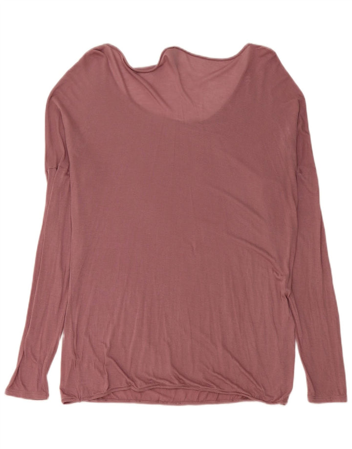 BENETTON Dame Oversized Top Langærmet UK 14 Medium Pink Modal