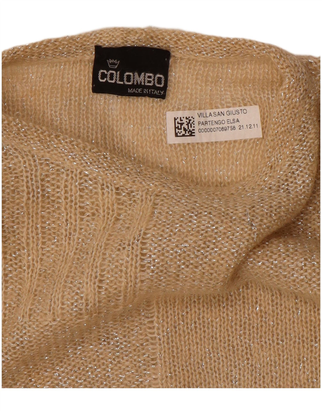 Colombo Dame Boat Neck Jumper Sweater UK 12 Medium Beige Geometrisk