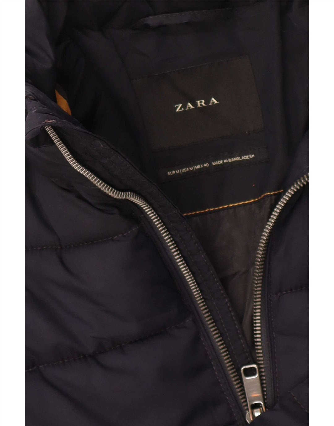 Zara Herre hættepolstret jakke UK 38 Medium Navy Blue