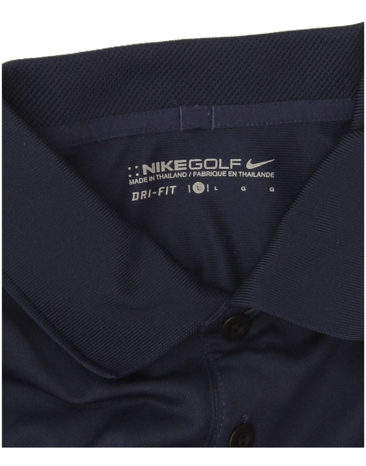 Nike Herre Dri Fit Polo Shirt Large Navy Blue Polyester