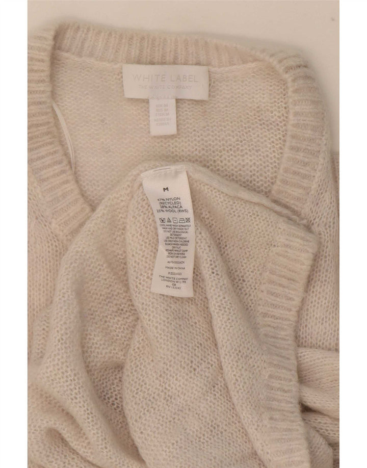 White Label Dame Crew Neck Jumper Sweater UK 12 Medium Beige Nylon