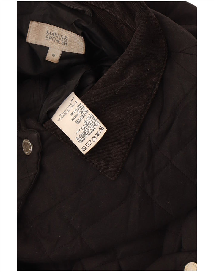 Marks & Spencer Dame Oversized Quiltet Jakke UK 10 Small Black