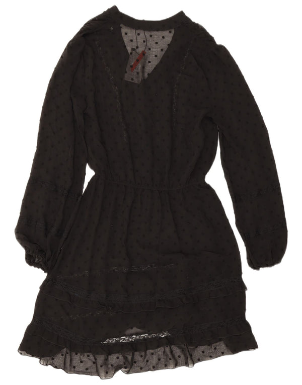 Oasis Dame Langærmet Tiered Dress UK 8 Small Black Spotted
