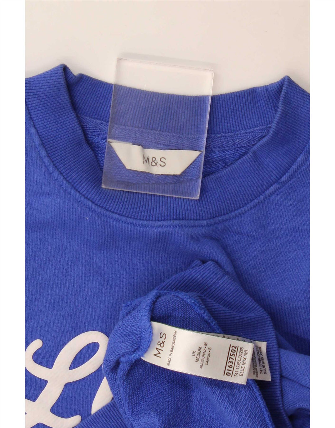 Marks & Spencer Kvinders Lissabon Grafisk Sweatshirt Jumper UK 14 Medium Blue