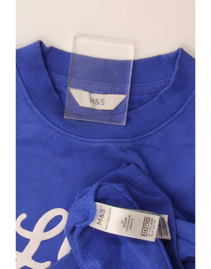 Marks & Spencer Kvinders Lissabon Grafisk Sweatshirt Jumper UK 14 Medium Blue