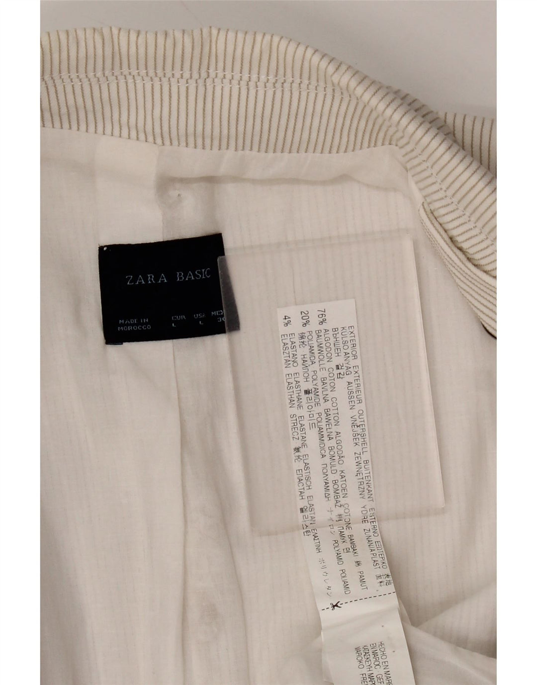 Zara Dame 1 Knap Blazer Jacket UK 14 Large Off White Nålestribet bomuld