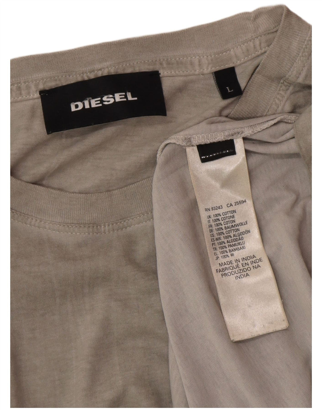Diesel Herre T-Shirt Top Stor Grå Bomuld