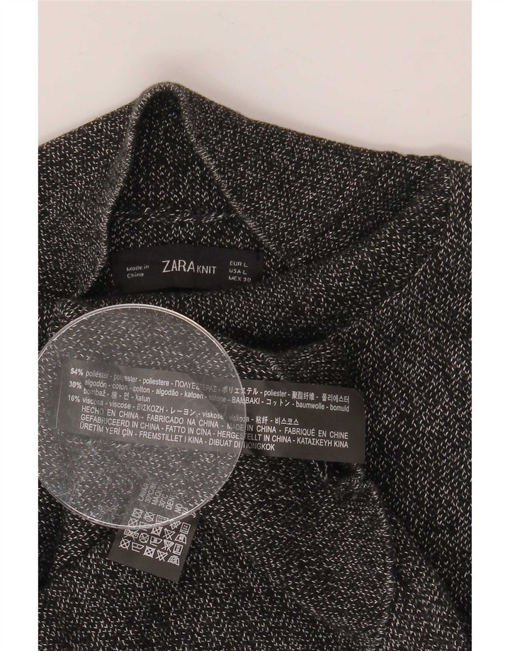 Zara Womens Regular Bluse Top UK 16 Large Grey Flecked Polyester