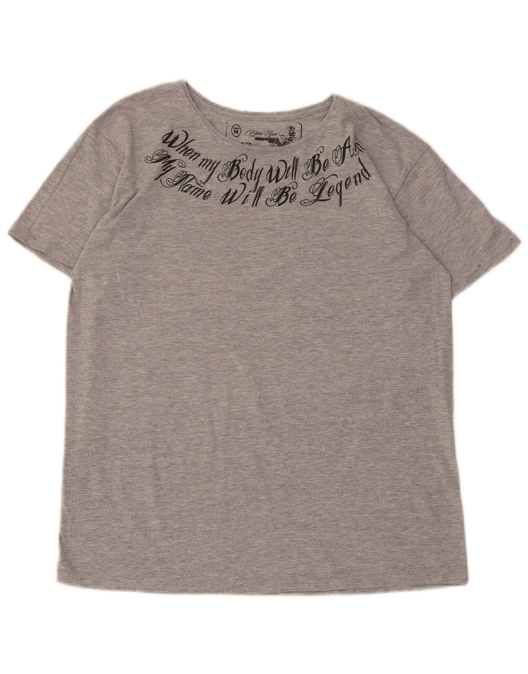 Vintage Kvinders Grafisk T-Shirt Top UK 14 Medium Grey Flecked Polyester