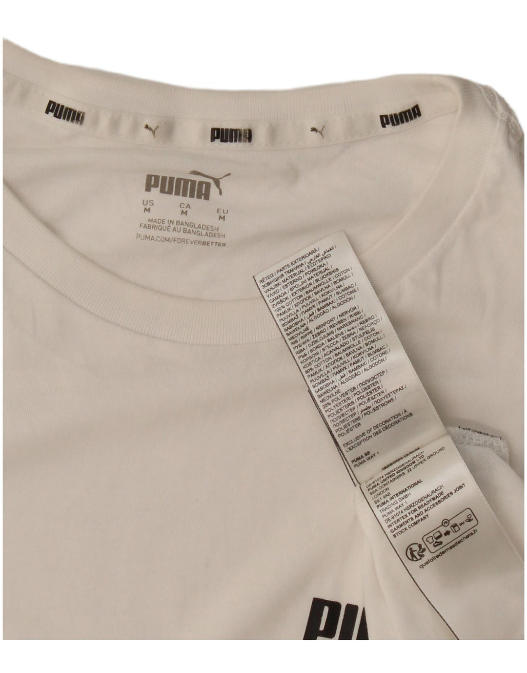 Puma Herre T-Shirt Top Medium Hvid Bomuld