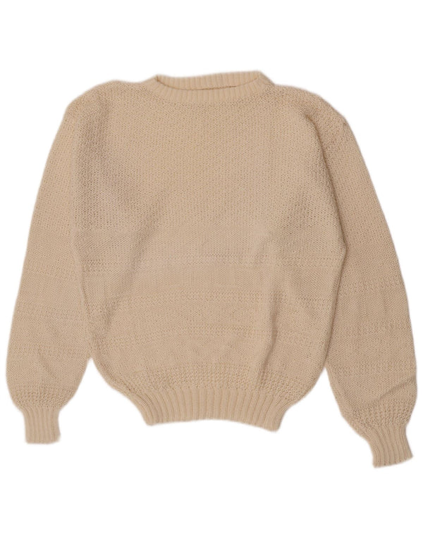 Vintage Womens Regular Fit Crew Neck Jumper Sweater UK 12 Medium Off White