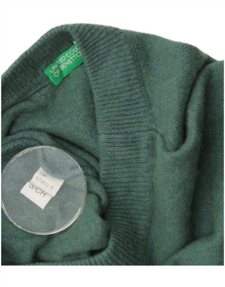 Benetton Dame Oversized Crew Neck Jumper Sweater UK 10 Small Green