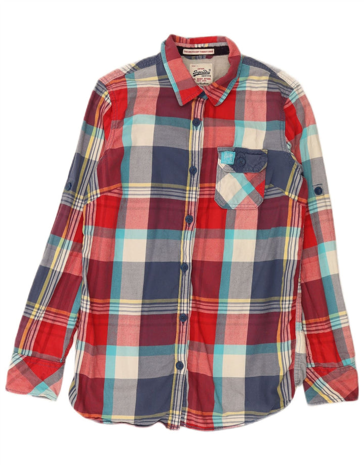 Superdry Flanelskjorte til kvinder UK 14 Medium Flerfarvet ternet bomuld