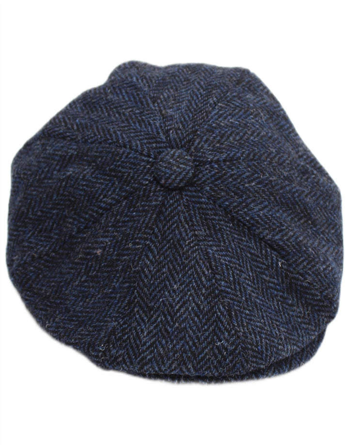 Walker og Hawkes Herre Flad Cap Medium Navy Blue Herringbone Classic