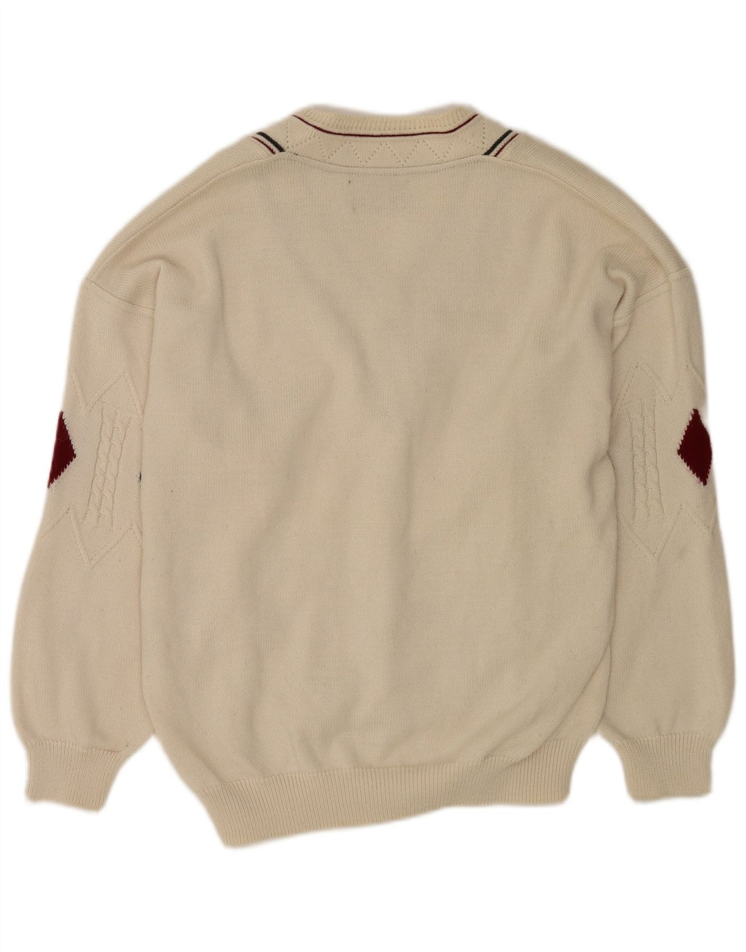 Il Granchio Herre V-hals trøje Sweater Large White Argyle/Diamond