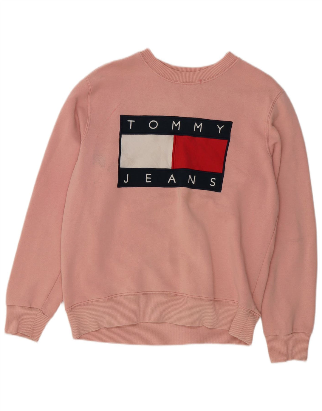 TOMMY HILFIGER Grafisk sweatshirttrøje til kvinder UK 14 Medium Pink Bomuld