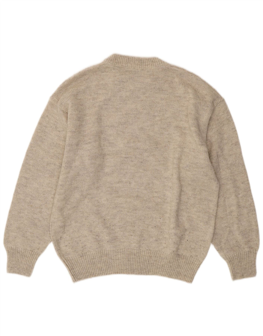 MALAGRIDA Herre sweater med rund hals, stor beige geometrisk