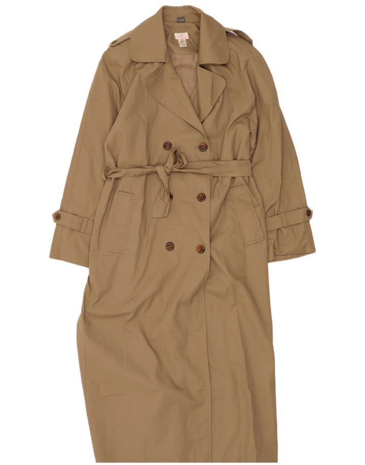 Vintage Dame Longline Oversized Trench Coat IT 40 Small Beige Polyester