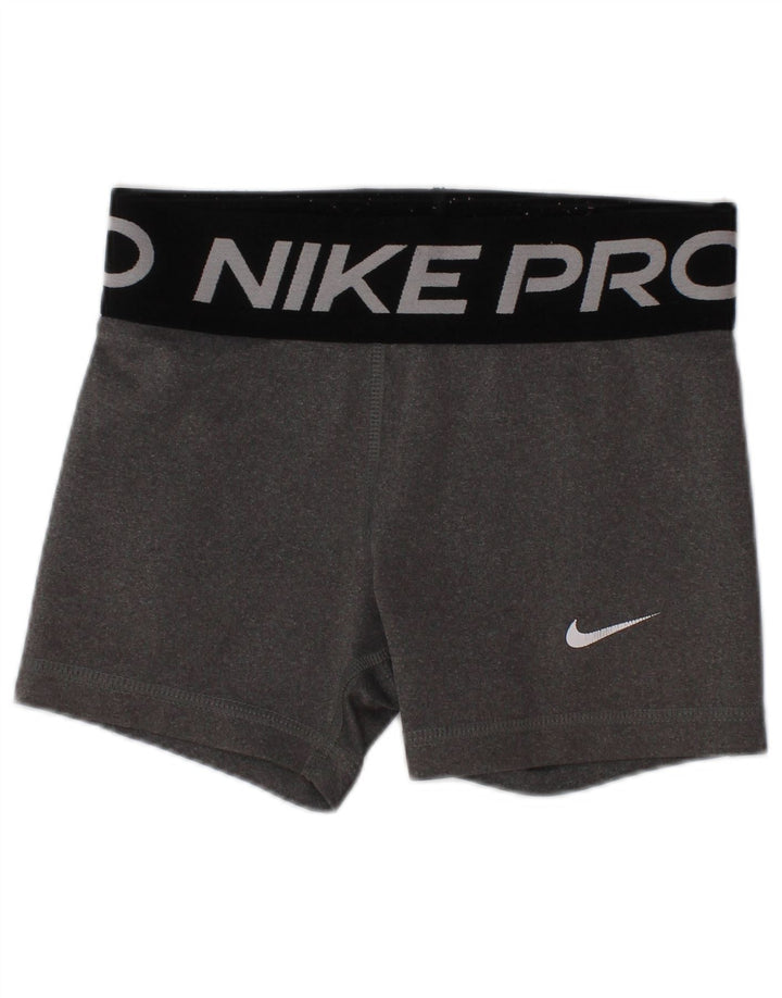 NIKE Dri Fit grafiske sportsshorts til piger 6-7 år XS Grå polyester